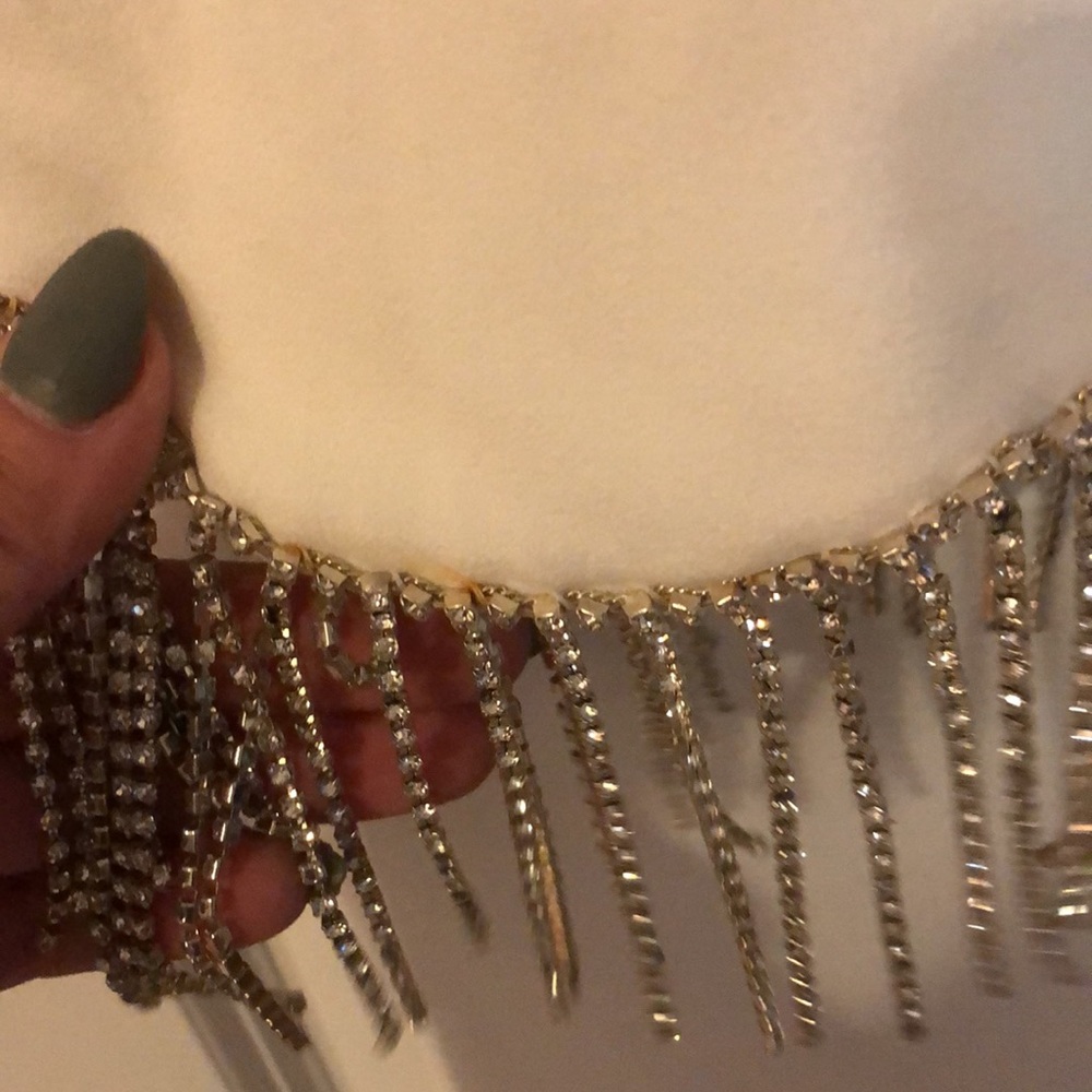 Lulu's White Mini Dress with Silver Fringe - Picture 4 of 4